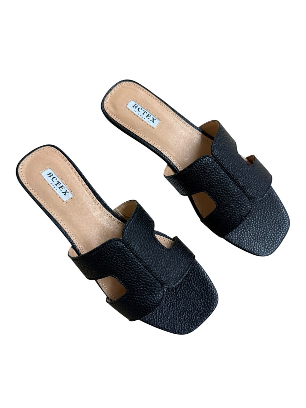 BCTEX Coll Black Slide Women’s Comfy Chic Minimalist Slip-On Sandals - US Size 7